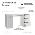 Escrivaninha 3 Gavetas 1 Porta Branco Alaska Madesa