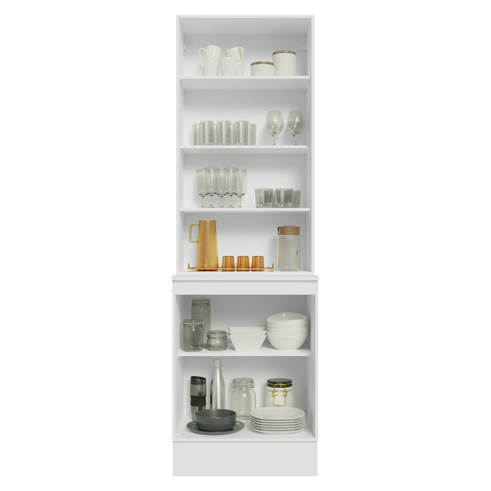 Kit Balcão + Cristaleira 60 cm Branco/Rustic/Crema Smart 100% MDF Madesa