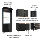 Armário de Cozinha Completa 250cm Preto Reims Madesa