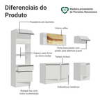 Armário de Cozinha Completa 240cm Branco Diamante Madesa