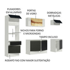 Armário de Cozinha Completa 240cm Branco/Preto Diamante Madesa