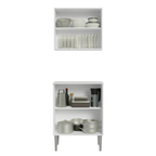 Kit com Armário Aéreo e Balcão 64cm Branco Emilly Madesa