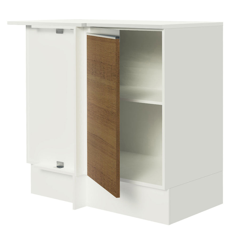 Balcão de Canto Madesa Smart 100% MDF com Tampo 1 Porta Branco/Rustic