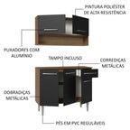 Armário de Cozinha Compacta 105cm Rustic/Preto Emilly Madesa
