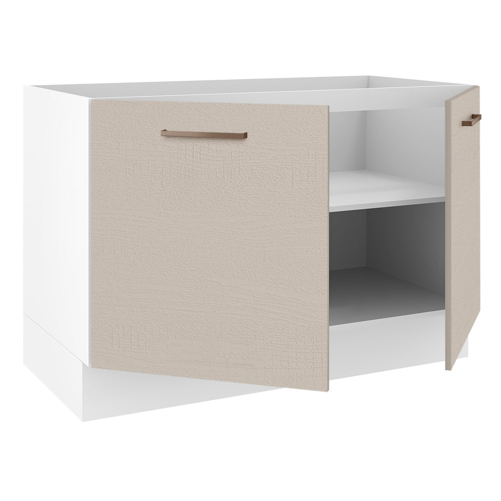 Balcão Gabinete de Pia 120 x 60 cm 2 Portas (Sem Tampo) Branco/Crema Agata Madesa