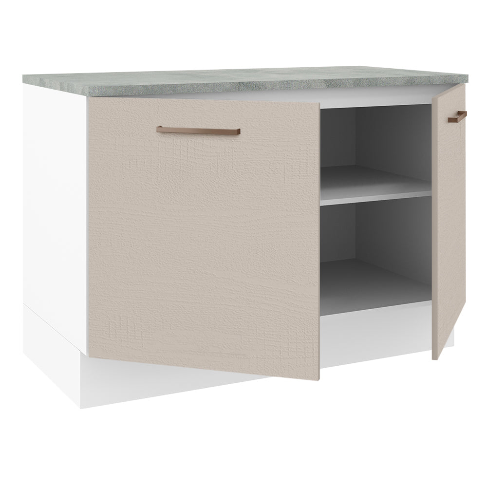 Balcão Gabinete 120 x 60 cm 2 Portas (Com Tampo) Branco/Crema Agata Madesa