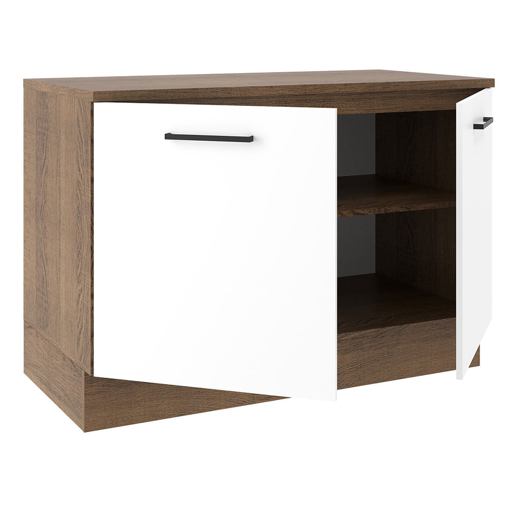 Balcão Gabinete Madesa Agata 120 x 60 cm 2 Portas (Com Tampo) Rustic/Branco