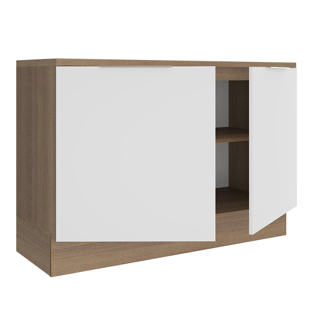 Balcão Gabinete Madesa Stella 120 x 60 cm 2 Portas (Com Tampo) Rustic/Branco