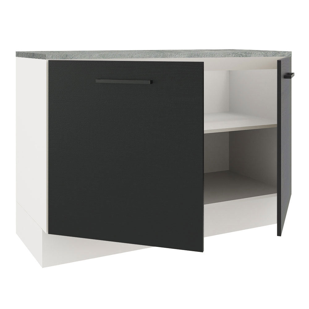Balcão Gabinete Madesa Agata 120 x 60 cm 2 Portas (Com Tampo) Branco/Preto