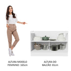 Balcão Gabinete de Pia 120 x 60 cm 2 Portas (Sem Tampo) Branco/Preto Glamy Madesa