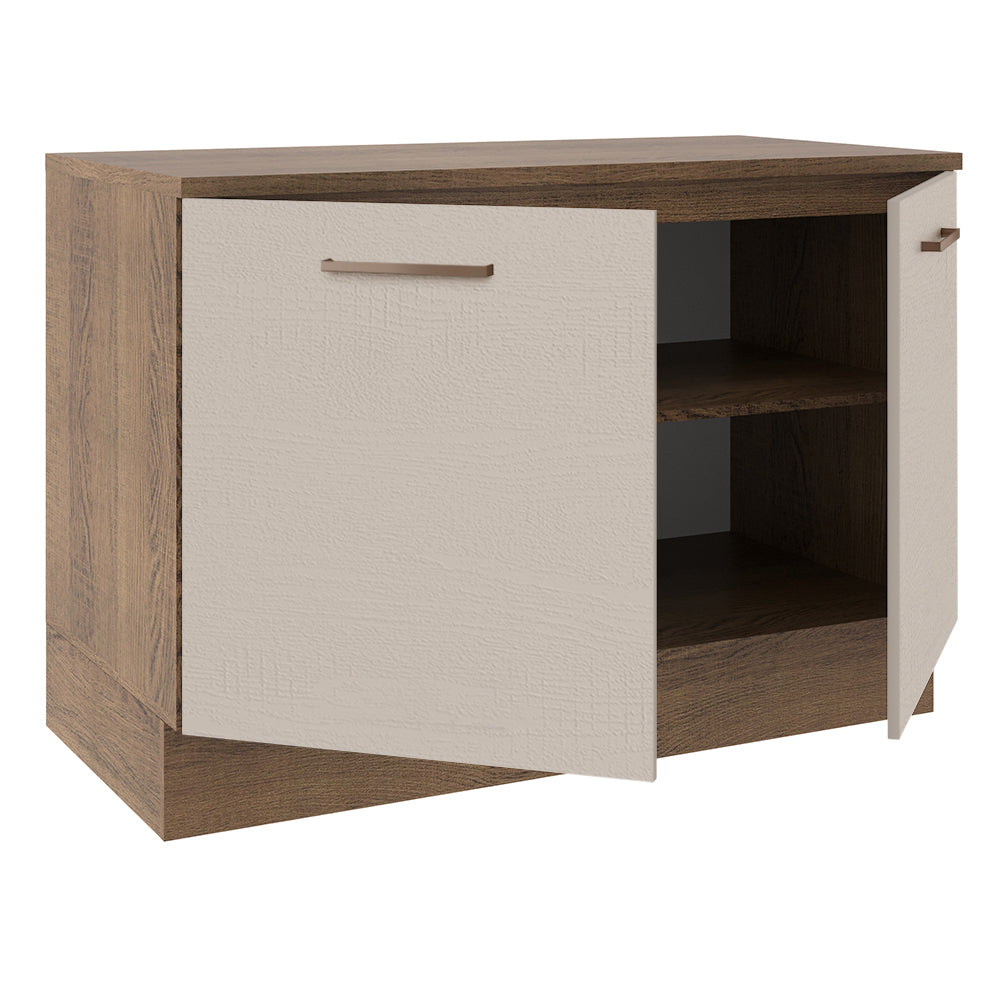 Balcão Gabinete 120 x 60 cm 2 Portas (Com Tampo) Rustic/Crema Agata Madesa