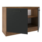 Balcão Gabinete Madesa Agata 120 x 60 cm 2 Portas (Com Tampo) Rustic/Preto