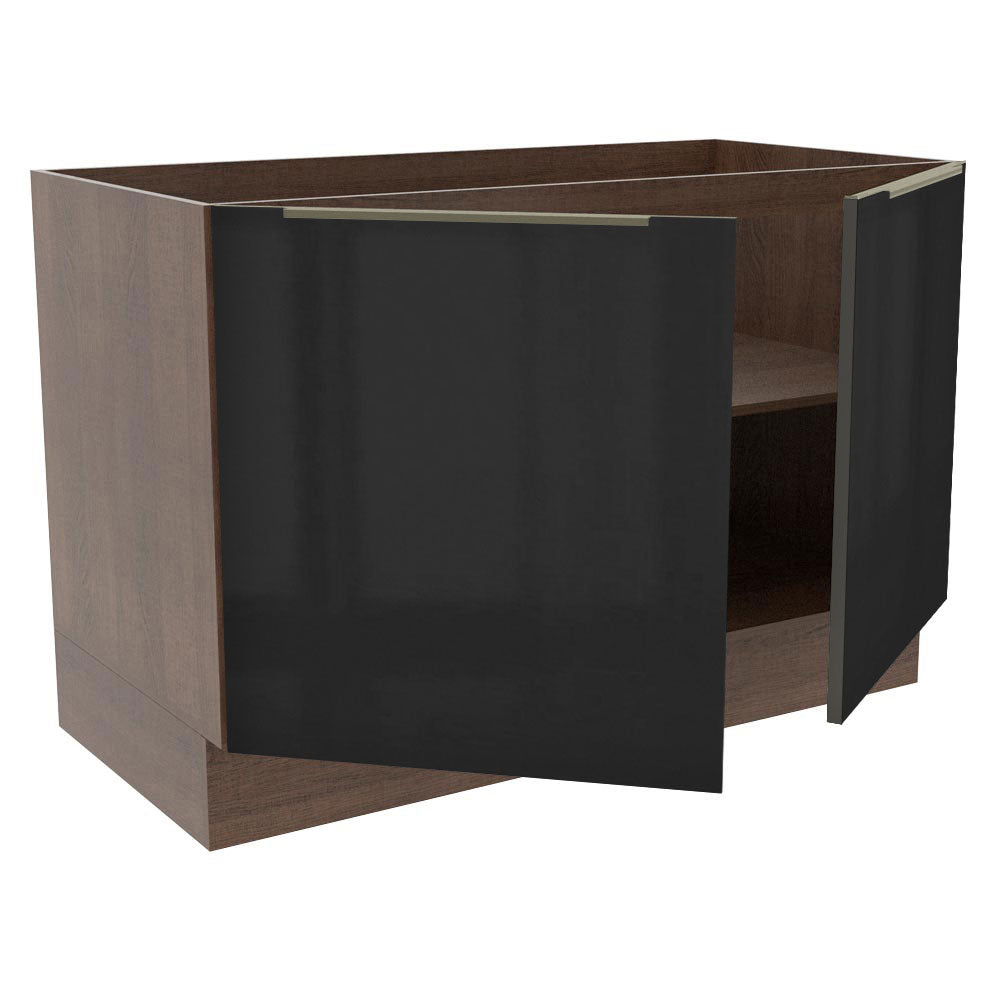 Balcão Gabinete de Pia Madesa Lux 120 cm 2 Portas (Sem Tampo) Rustic/Preto