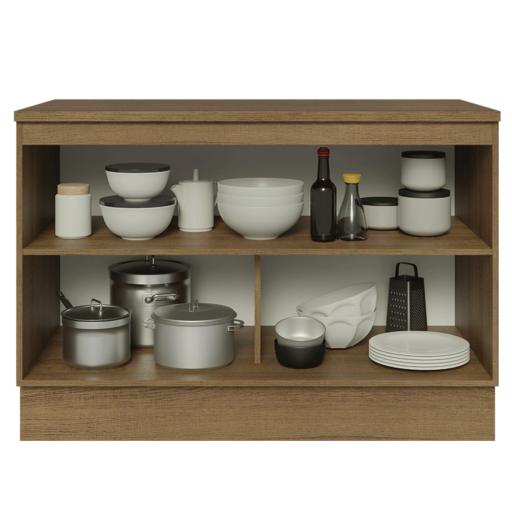 Balcão de Cozinha 120 x 60 cm 2 Portas (Com Tampo) Rustic/Preto Lux Madesa