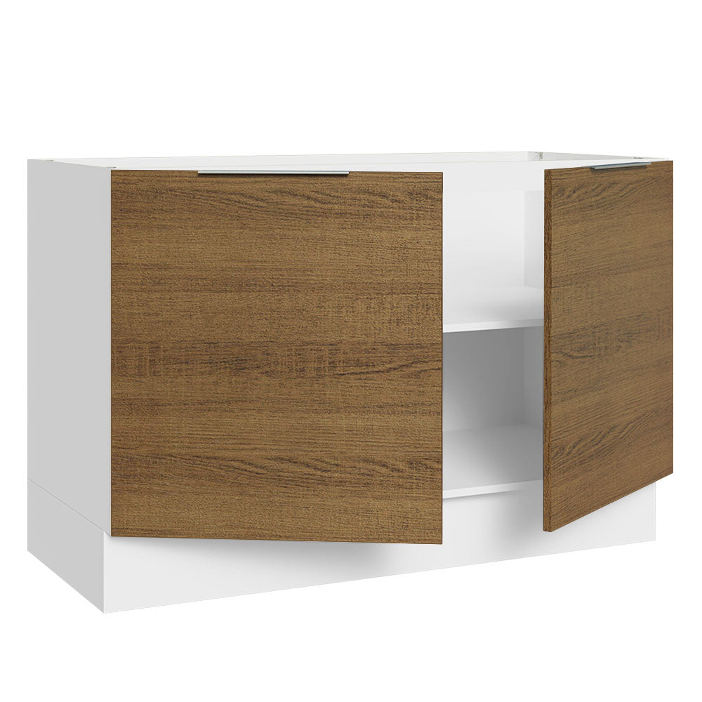 Balcão Gabinete de Pia 120 x 60 cm 2 Portas (Sem Tampo) Branco/Rustic Stella Madesa