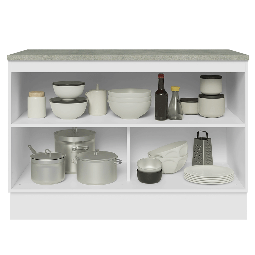 Balcão de Cozinha 120 x 60 cm 2 Portas (Com Tampo) Branco/Cinza Lux Madesa