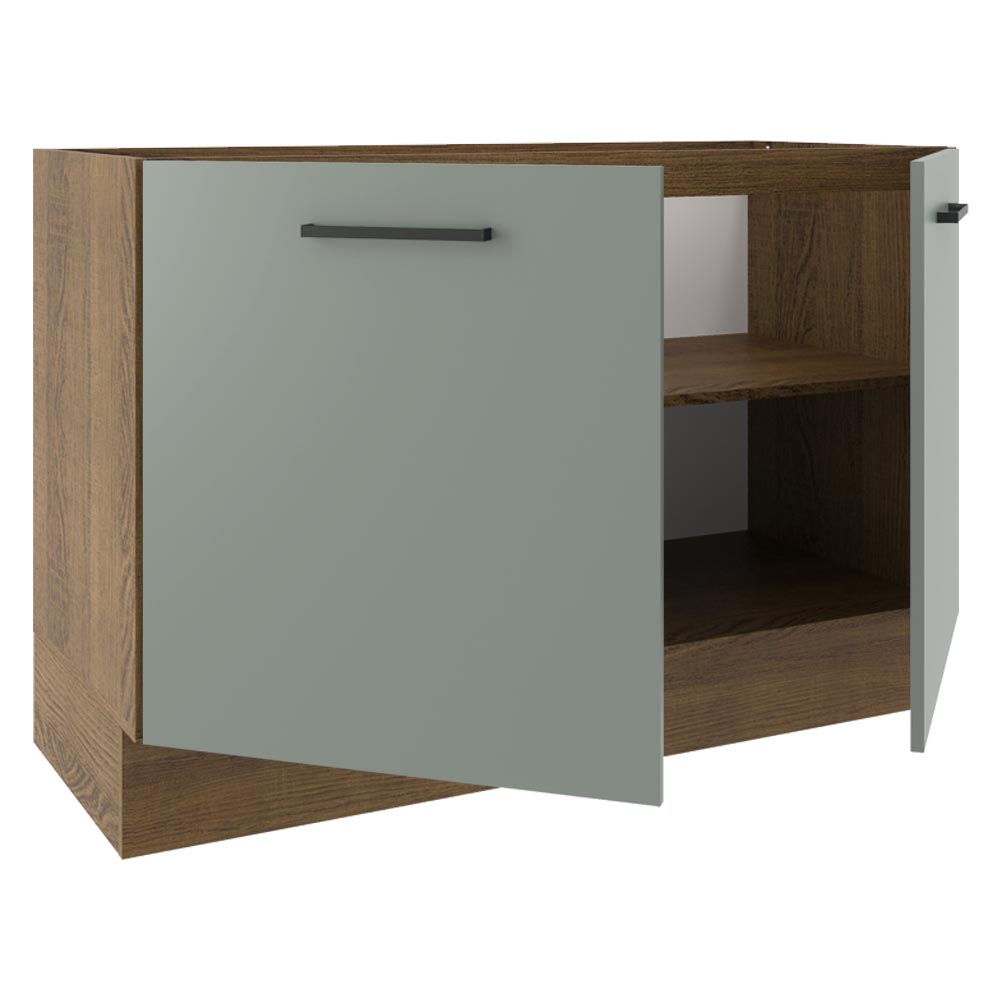 Balcão Gabinete de Pia Madesa Agata 120 x 60 cm 2 Portas (Sem Tampo) Rustic/Cinza