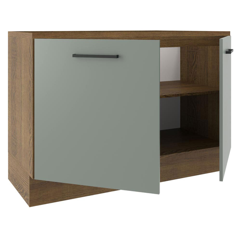 Balcão Gabinete Madesa Agata 120 x 60 cm 2 Portas (Com Tampo) Rustic/Cinza