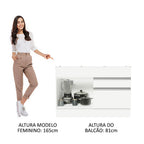 Balcão Gabinete de Pia 120 x 60 cm 1 Porta 2 Gavetas Branco (Sem Tampo) Glamy Madesa