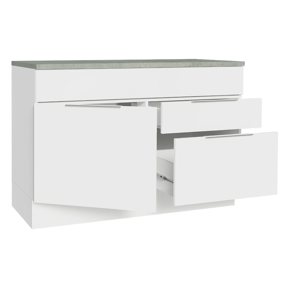 Balcão Cozinha 120 x 60 cm 1 Portas e 2 Gavetas (Com Tampo) Branco Stella Madesa