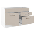 Balcão Gabinete de Pia 120 x 60 cm 1 Porta 2 Gavetas Branco/Crema (Sem Tampo) Agata Madesa
