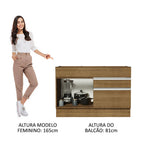 Balcão Gabinete de Pia 120 x 60 cm 1 Porta 2 Gavetas Rustic (Sem Tampo) Glamy Madesa