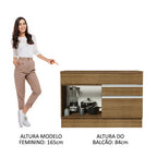 Balcão Gabinete 120 x 60 cm 1 Porta 2 Gavetas Rustic (Com Tampo) Glamy Madesa