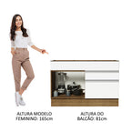 Balcão Gabinete de Pia 120 x 60 cm 1 Porta 2 Gavetas Rustic/Branco (Sem Tampo) Glamy Madesa