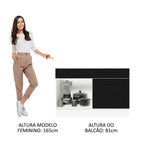 Balcão Gabinete de Pia 120 x 60 cm 1 Porta 2 Gavetas Branco/Preto (Sem Tampo) Agata Madesa