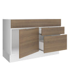 Balcão de Pia Cozinha 120 x 60 cm 1 Porta 2 Gavetas (Sem Tampo) Branco/Rustic Stella Madesa