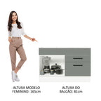 Balcão Gabinete de Pia 120 x 60 cm 1 Porta 2 Gavetas Branco/Cinza (Sem Tampo) Agata Madesa