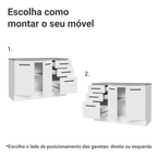 Balcão Cozinha 120 x 60 cm 2 Portas e 3 Gavetas (Com Tampo) Branco Agata Madesa