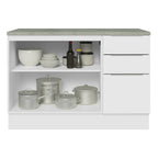 Balcão Cozinha 120 x 60 cm 2 Portas e 3 Gavetas (Com Tampo) Branco Stella Madesa