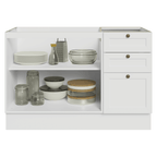Balcão de Pia 120 x 60 cm 2 Portas 3 Gavetas (Sem Tampo) Branco Vik Madesa