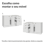 Balcão de Pia 120 x 60 cm 2 Portas 3 Gavetas (Sem Tampo) Branco Vik Madesa