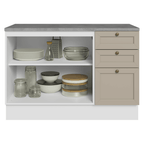 Balcão de Cozinha 120 x 60 cm 2 Portas 3 Gavetas (Com Tampo) Branco/Crema Vik Madesa