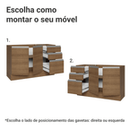 Balcão Gabinete de Pia Madesa Glamy 120 x 60 cm 2 Portas e 3 Gavetas (Sem Tampo) Rustic