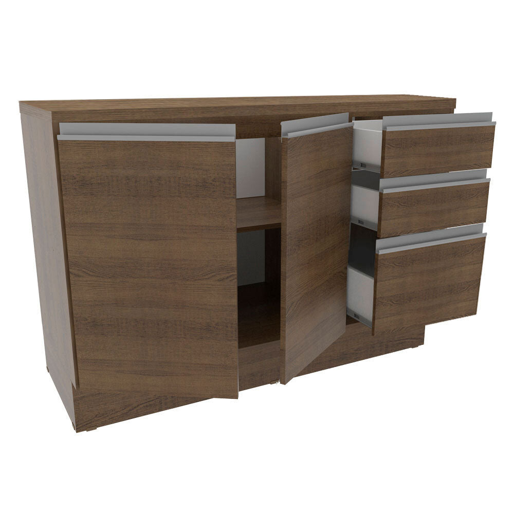 Balcão Cozinha 120 x 60 cm 2 Portas e 3 Gavetas (Com Tampo) Rustic Glamy Madesa