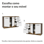 Balcão Cozinha 120 x 60 cm 2 Portas e 3 Gavetas (Com Tampo) Rustic/Branco Agata Madesa
