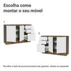 Balcão Cozinha 120 x 60 cm 2 Portas e 3 Gavetas (Com Tampo) Rustic/Branco Stella Madesa
