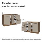 Balcão Gabinete de Pia 120 x 60 cm 2 Portas e 3 Gavetas (Sem Tampo) Rustic/Crema Agata Madesa