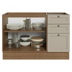 Balcão de Pia 120 x 60 cm 2 Portas 3 Gavetas (Sem Tampo) Rustic/Crema Vik Madesa