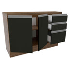 Balcão Cozinha 120 x 60 cm 2 Portas e 3 Gavetas (Com Tampo) Rustic/Preto Glamy Madesa
