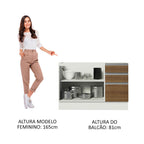 Balcão Gabinete de Pia Madesa Glamy 120 x 60 cm 2 Portas e 3 Gavetas (Sem Tampo) Branco/Rustic