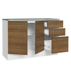 Balcão Cozinha 120 x 60 cm 2 Portas e 3 Gavetas (Com Tampo) Branco/Rustic Stella Madesa