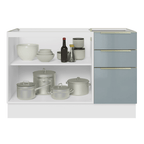 Balcão Gabinete de Pia 120 x 60 cm 2 Portas 3 Gavetas (Sem Tampo) Branco/Cinza Lux Madesa