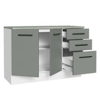 Balcão Cozinha 120 x 60 cm 2 Portas e 3 Gavetas (Com Tampo) Branco/Cinza Agata Madesa