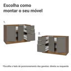 Balcão de Pia 120 x 60 cm 2 Portas 3 Gavetas (Sem Tampo) Rustic/Cinza Vik Madesa