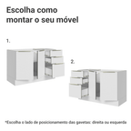 Balcão Gabinete de Pia 120 x 60 cm 2 Portas 3 Gavetas (Sem Tampo) Branco/Branco Veludo Lux Madesa