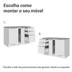 Balcão de Cozinha 120 x 60 cm 2 Portas 3 Gavetas (Com Tampo) Branco/Branco Veludo Lux Madesa